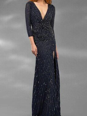 NWT Terani Couture 251M4614 Mother of the Bride Dress Navy Size 20